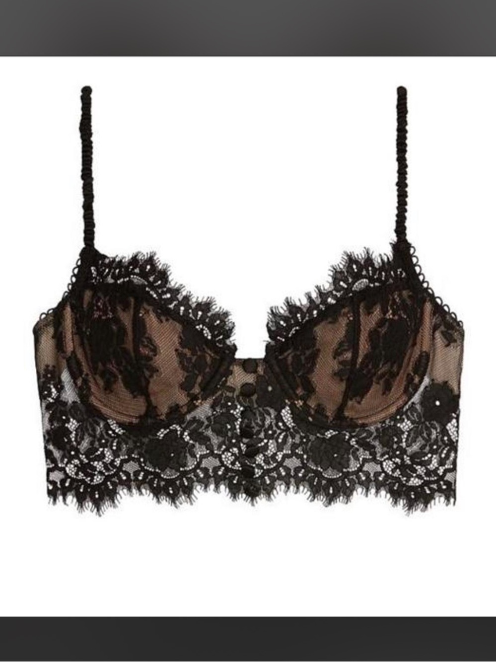 For Love And Lemons Black Lace Longline Bra